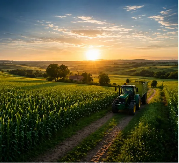 Operação agrícola em propriedade rural